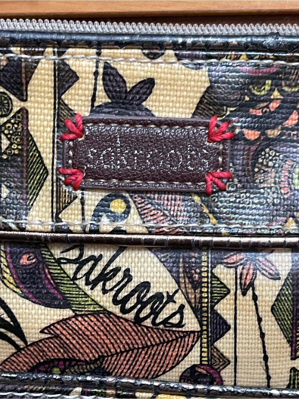 Sakroots Multicolor Floral Canvas Crossbody Bag with Black Trim